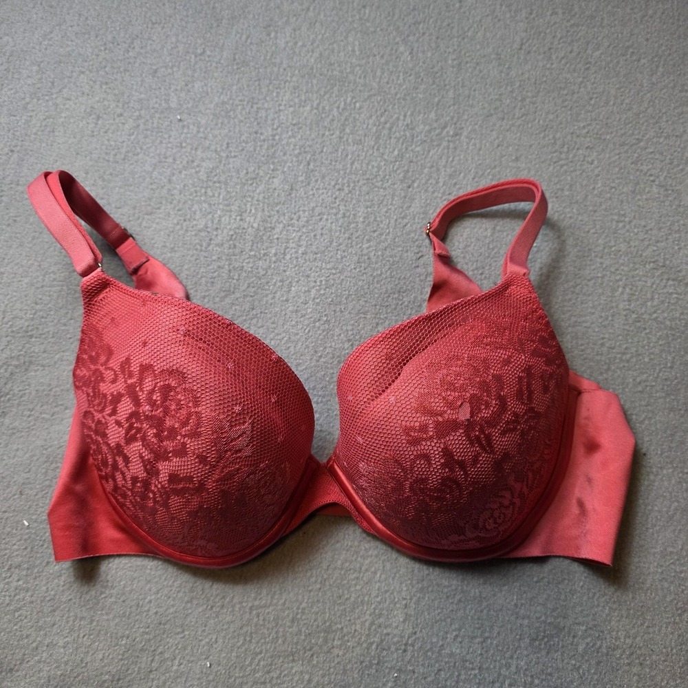 Secret Treasures Bra 36C Red Lace T-Shirt Padded Underwire‎